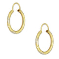 NR14AR021 Arete Arracada Oro Sólido 14K Tubo 2 mm Láser Florentino Diamantado DIámetro 1.7 cm