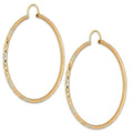 NR14AR026 Arete Arracada Oro Sólido 14K Tubo 2 mm Láser Florentino Diamantado DIámetro 4.4 cm