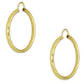 NR14AR033 Arete Arracada Oro Sólido 14K Facetada Tubo 2.5 mm Diámetro 3 cm