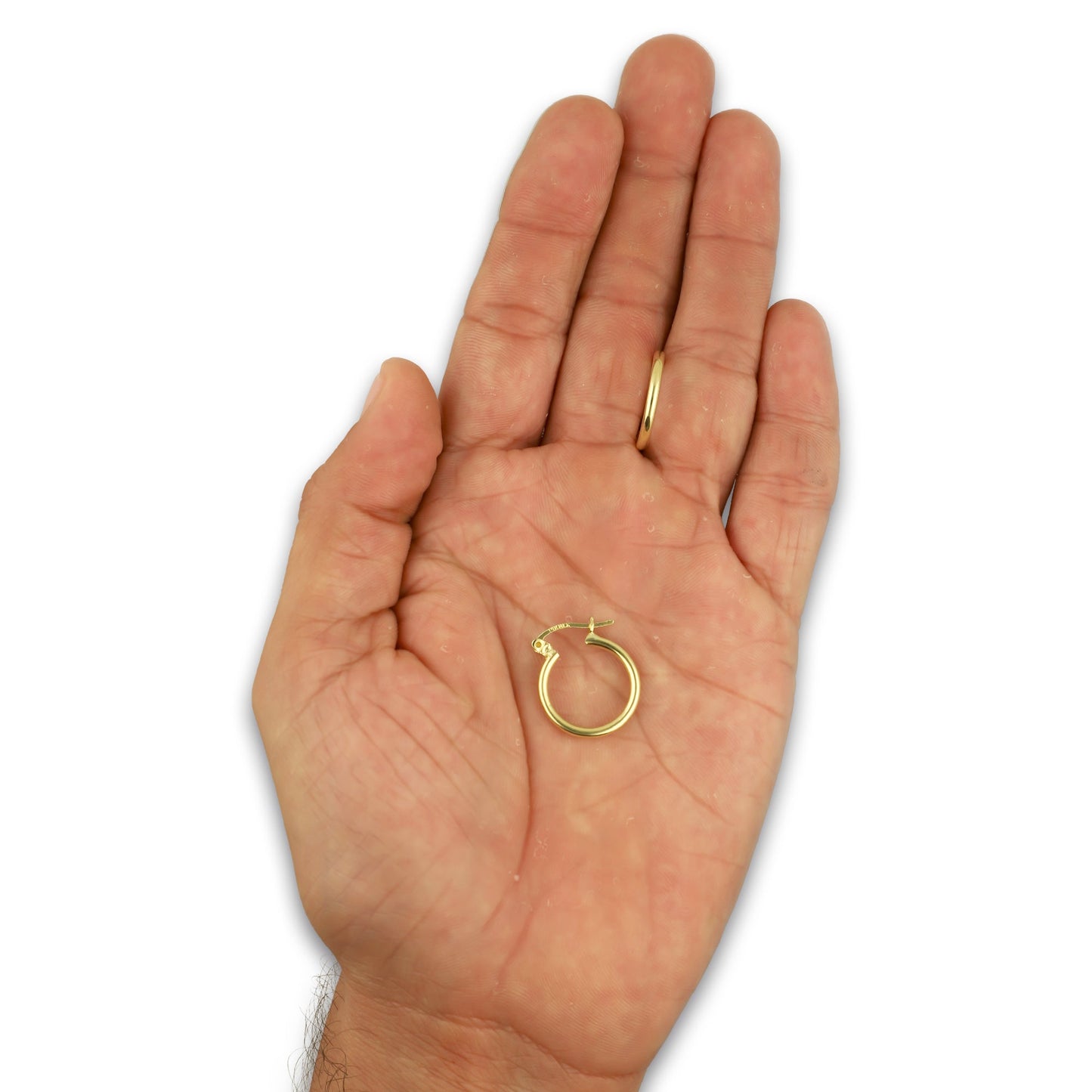 NR14AR040 Arete Arracada Oro Sólido 14K Tubo Liso 2 mm Diámetro 1.6 cm