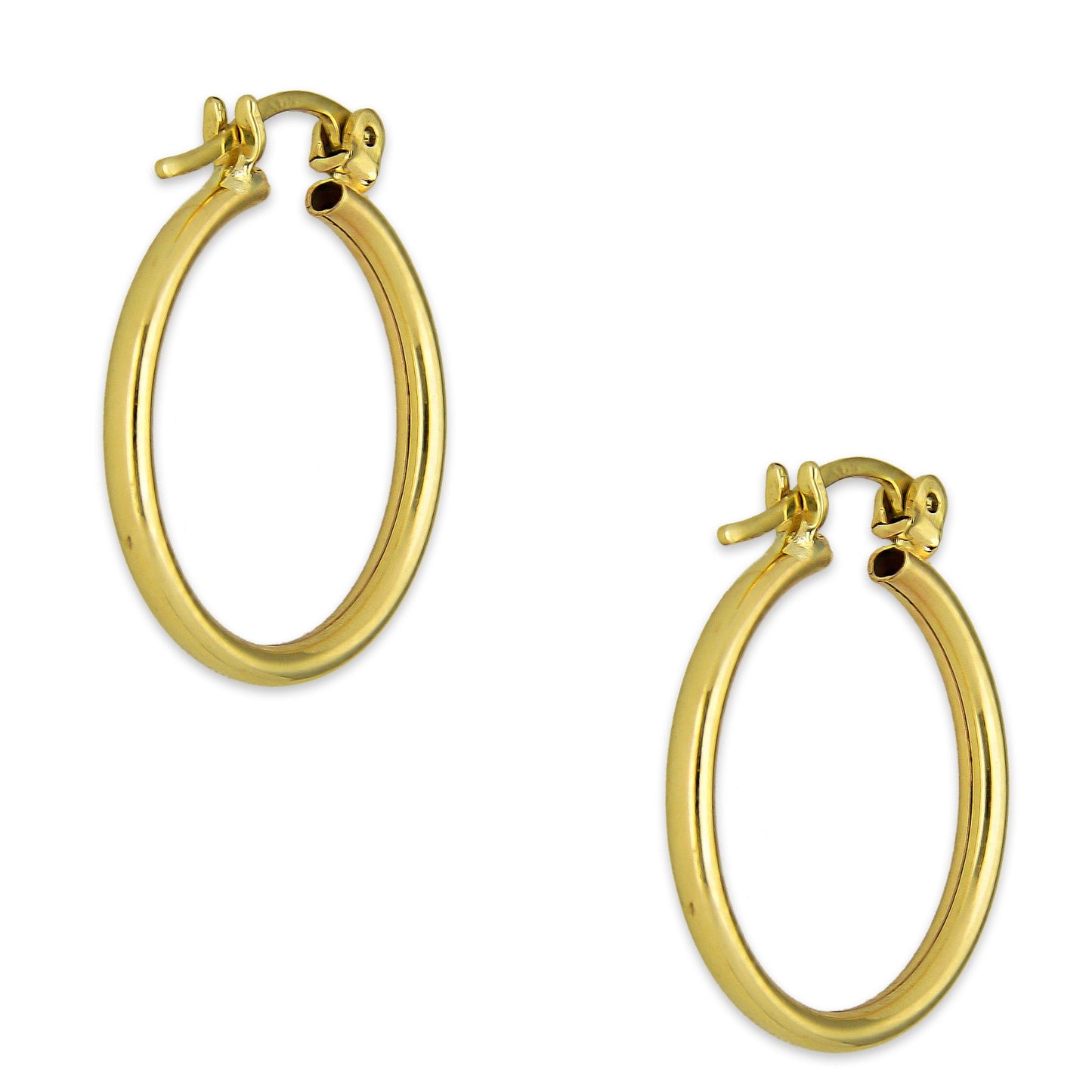 NR14AR041 Arete Arracada Oro Sólido 14K Tubo Liso 2 mm Diámetro 2 cm