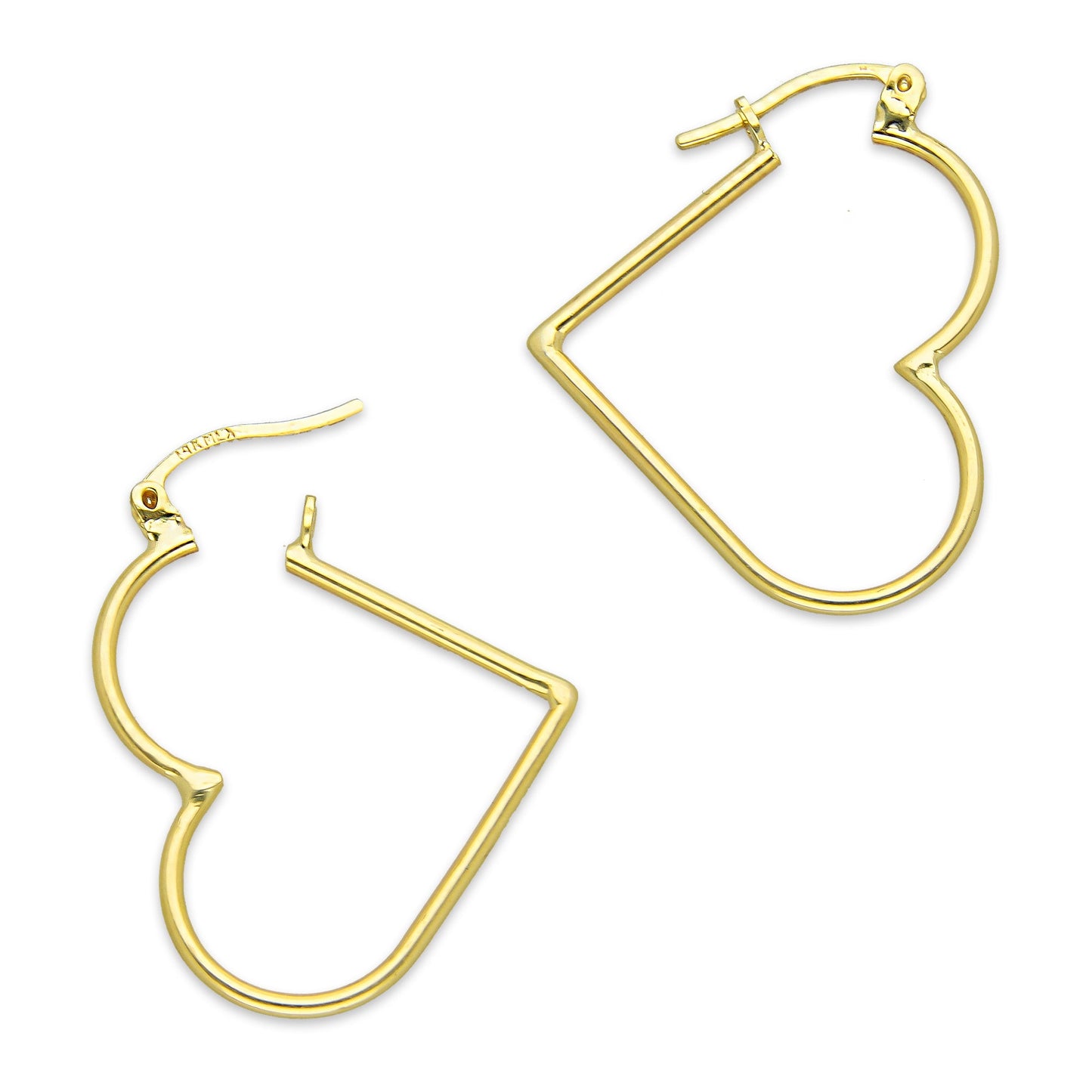 NR14AR046 Arete Arracada Oro Sólido 14K Corazón Liso Diámetro 3 cm