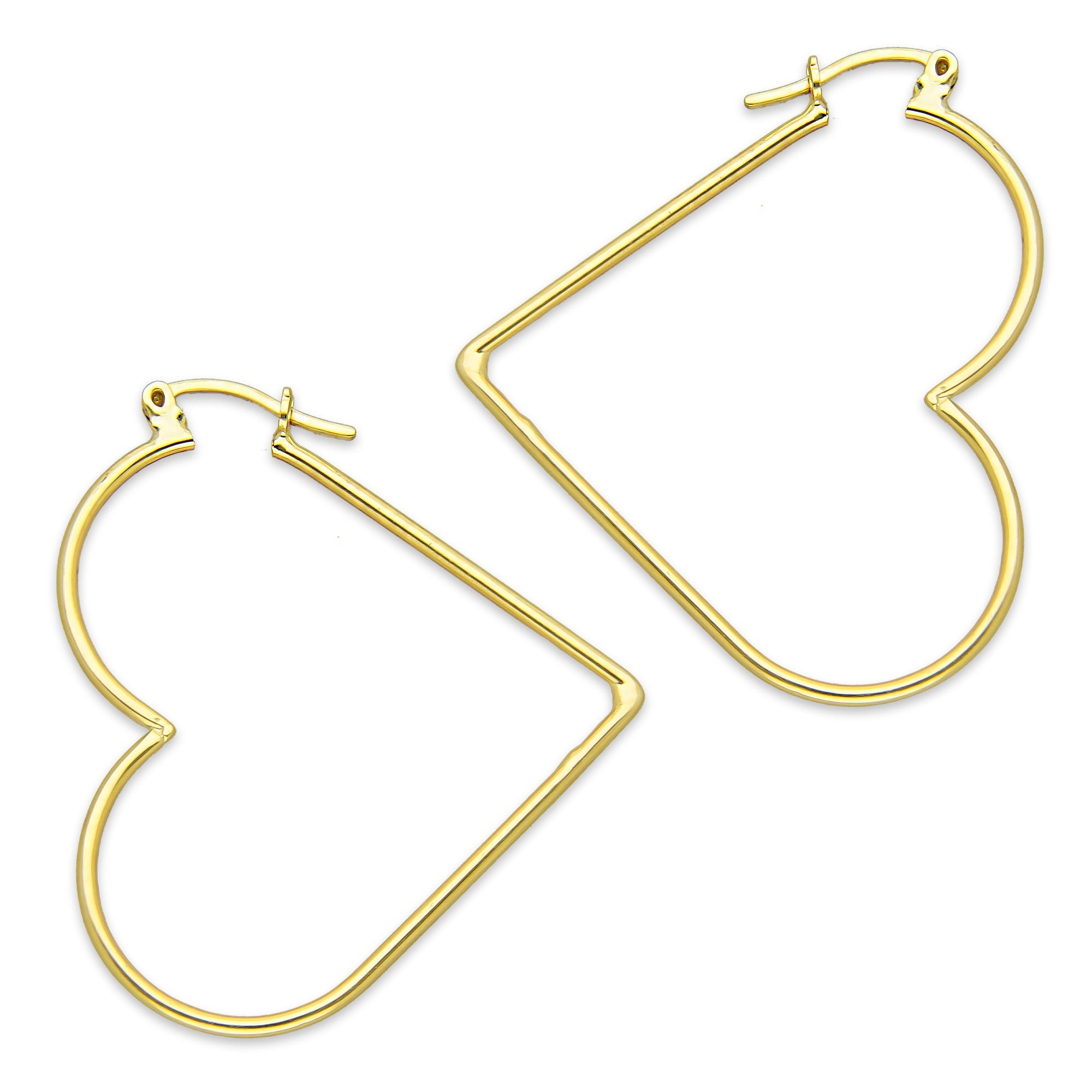NR14AR048 Arete Arracada Oro Sólido 14K Corazón Liso Diámetro 4 cm