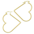 NR14AR048 Arete Arracada Oro Sólido 14K Corazón Liso Diámetro 4 cm