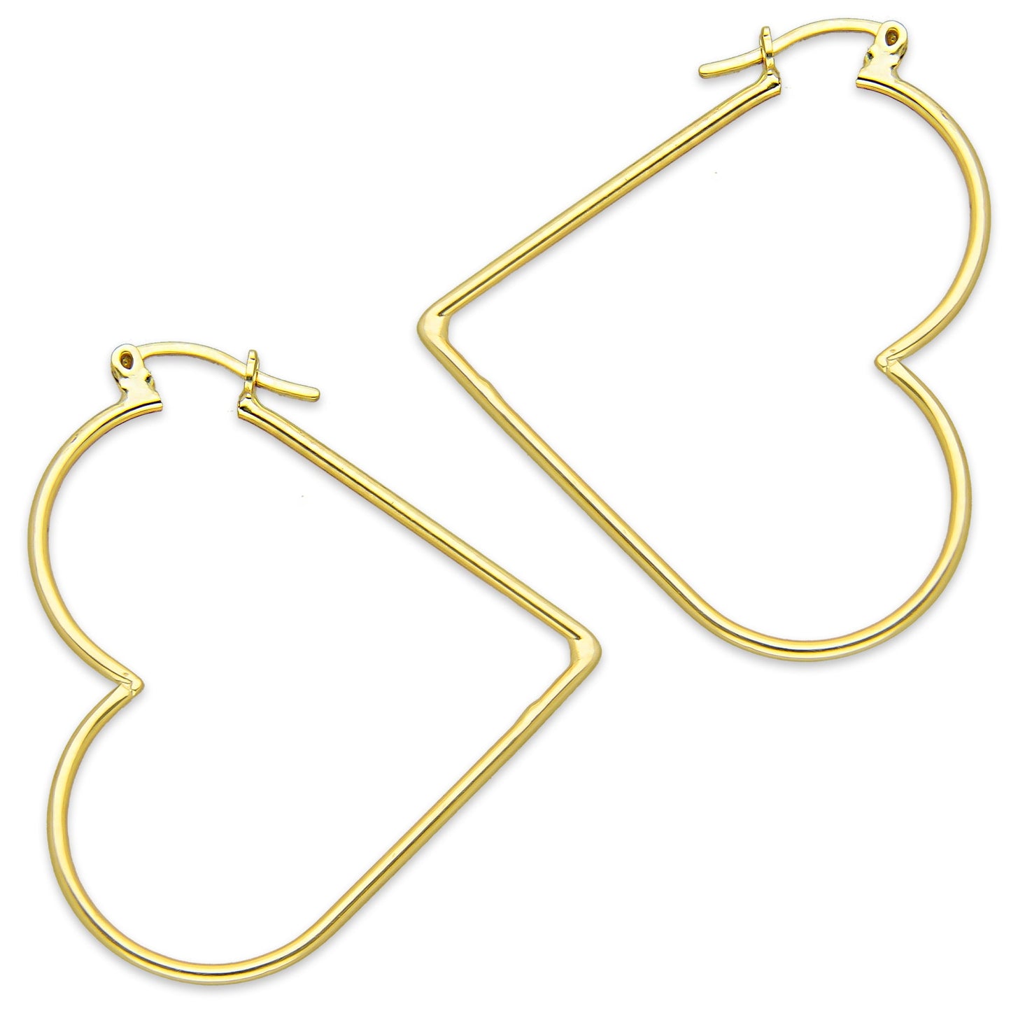 NR14AR049 Arete Arracada Oro Sólido 14K Corazón Liso Diámetro 4.6 cm
