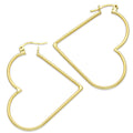 NR14AR049 Arete Arracada Oro Sólido 14K Corazón Liso Diámetro 4.6 cm