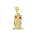 NR14DJ133 Dije Oro Sólido 14K Búho Mini Ojos Bisel .9 cm x 2 cm