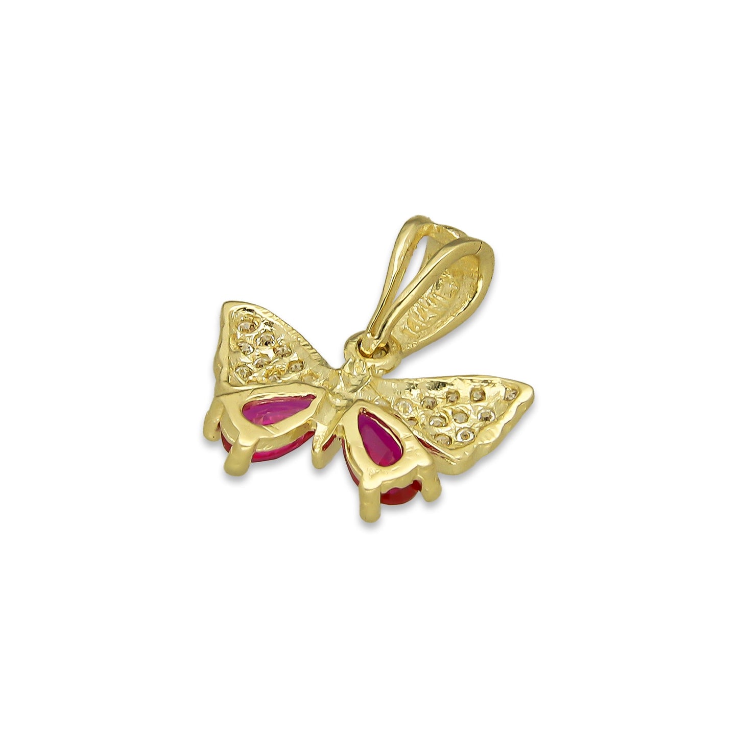 NR14DJ139 Dije Oro Sólido 14K Mariposa 2 P Gota 1.4 cm x 1.5 cm