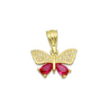 NR14DJ139 Dije Oro Sólido 14K Mariposa 2 P Gota 1.4 cm x 1.5 cm