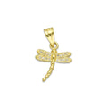 NR14DJ146 Dije Oro Sólido 14K Libélula con Zirconias 1.3 cm x 2 cm