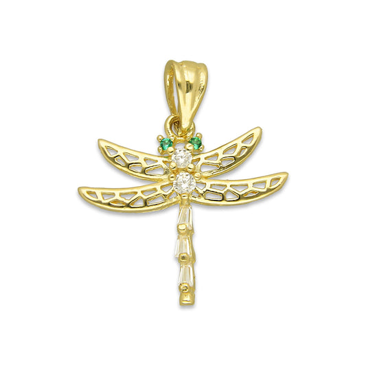 NR14DJ149 Dije Oro Sólido 14K Libélula Alas Caladas 2.2 cm x 2.4 cm