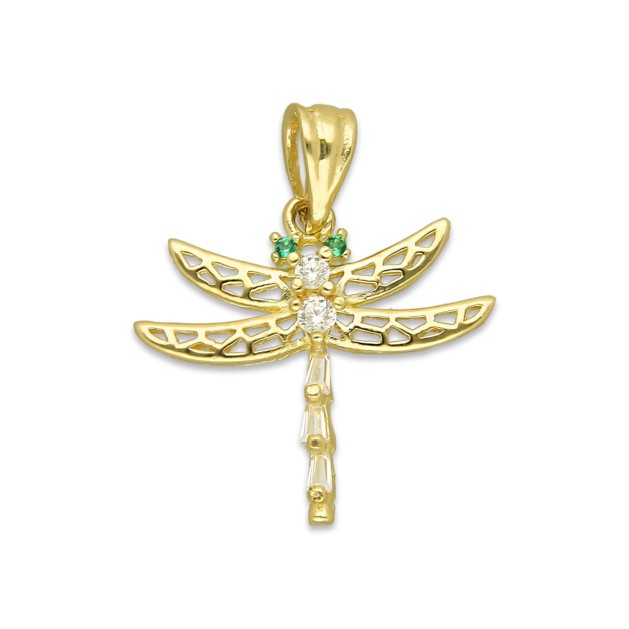 NR14DJ149 Dije Oro Sólido 14K Libélula Alas Caladas 2.2 cm x 2.4 cm