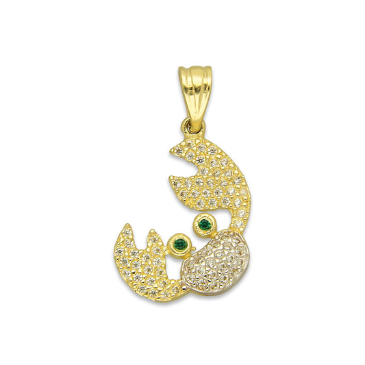 NR14DJ153 Dije Oro Sólido 14K Cangrejito Tenazas Pavé 1.6 cm x 2.5 cm