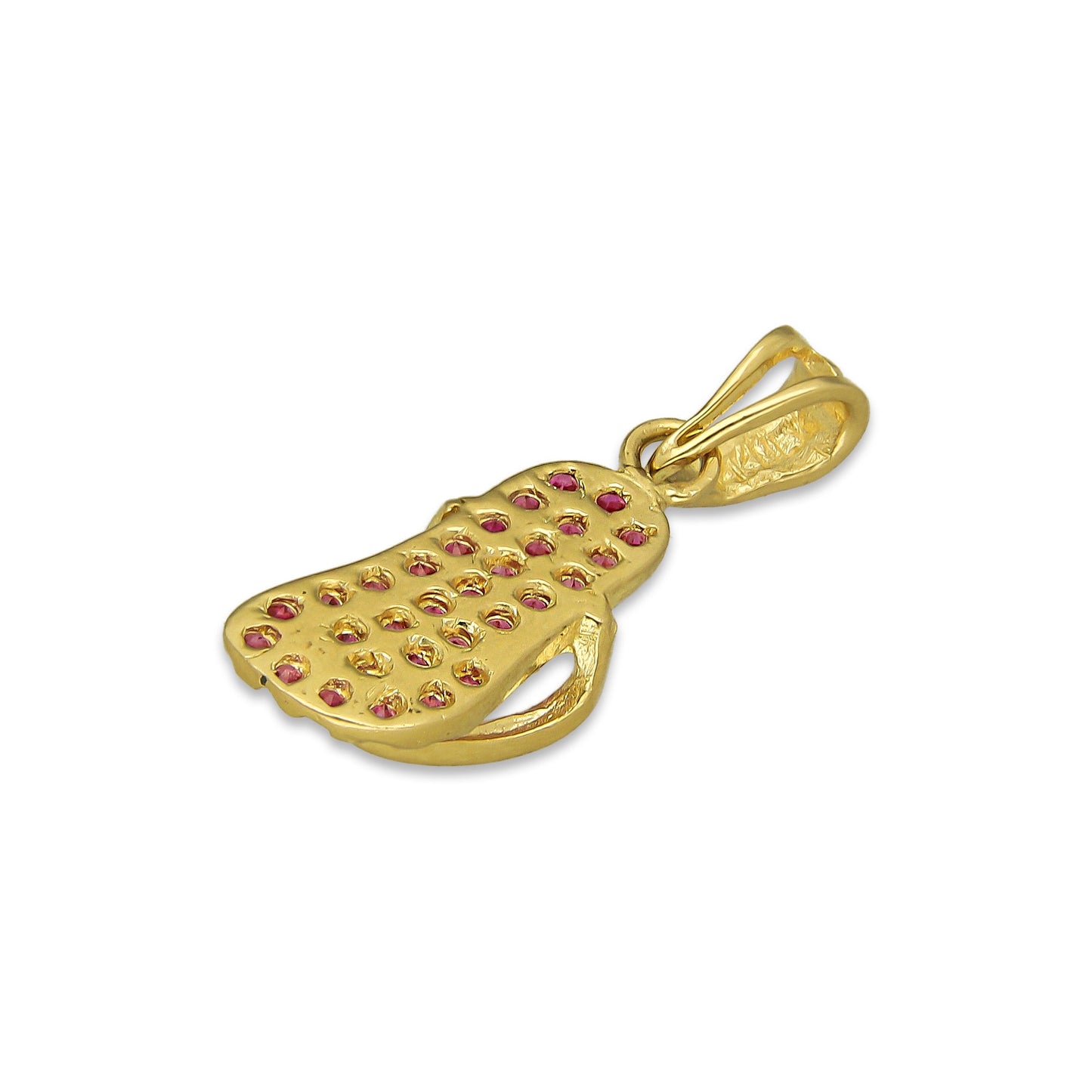 NR14DJ158 Dije Oro Sólido 14K Chanclita con Zirconias Rojas .9 cm x 2.5 cm