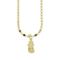 NR14DP060 Cadena Oro Sólido 10K + Dije Oro Sólido 14K Chanclita con Zirconias Blancas .9 cm x 2.5 cm