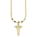 NR14DP062 Cadena Oro Sólido 10K + Dije Oro Sólido 14K Medicina con Zirconias 1.8 cm x 3.3 cm