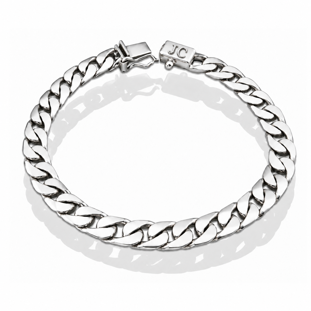 LPPC117-20P Pulsera Personalizada Mod Cubana 7 mm x 20 cm en Plata Ley .925