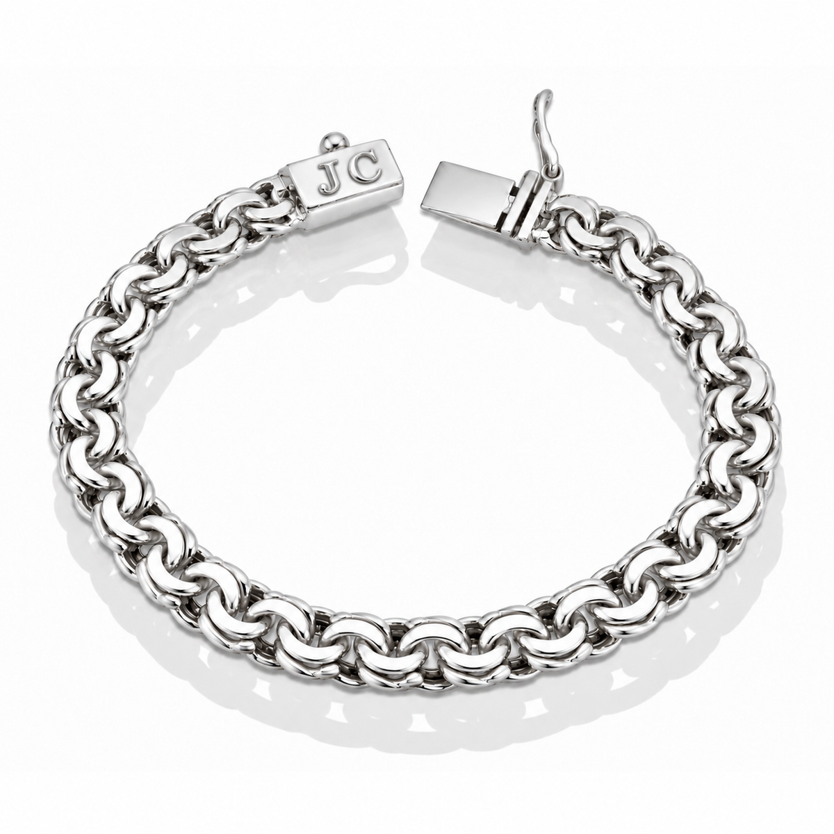 LPPC116-23P Pulsera Personalizada Tejido Chino 8.2 mm x 23 cm en Plata Ley .925
