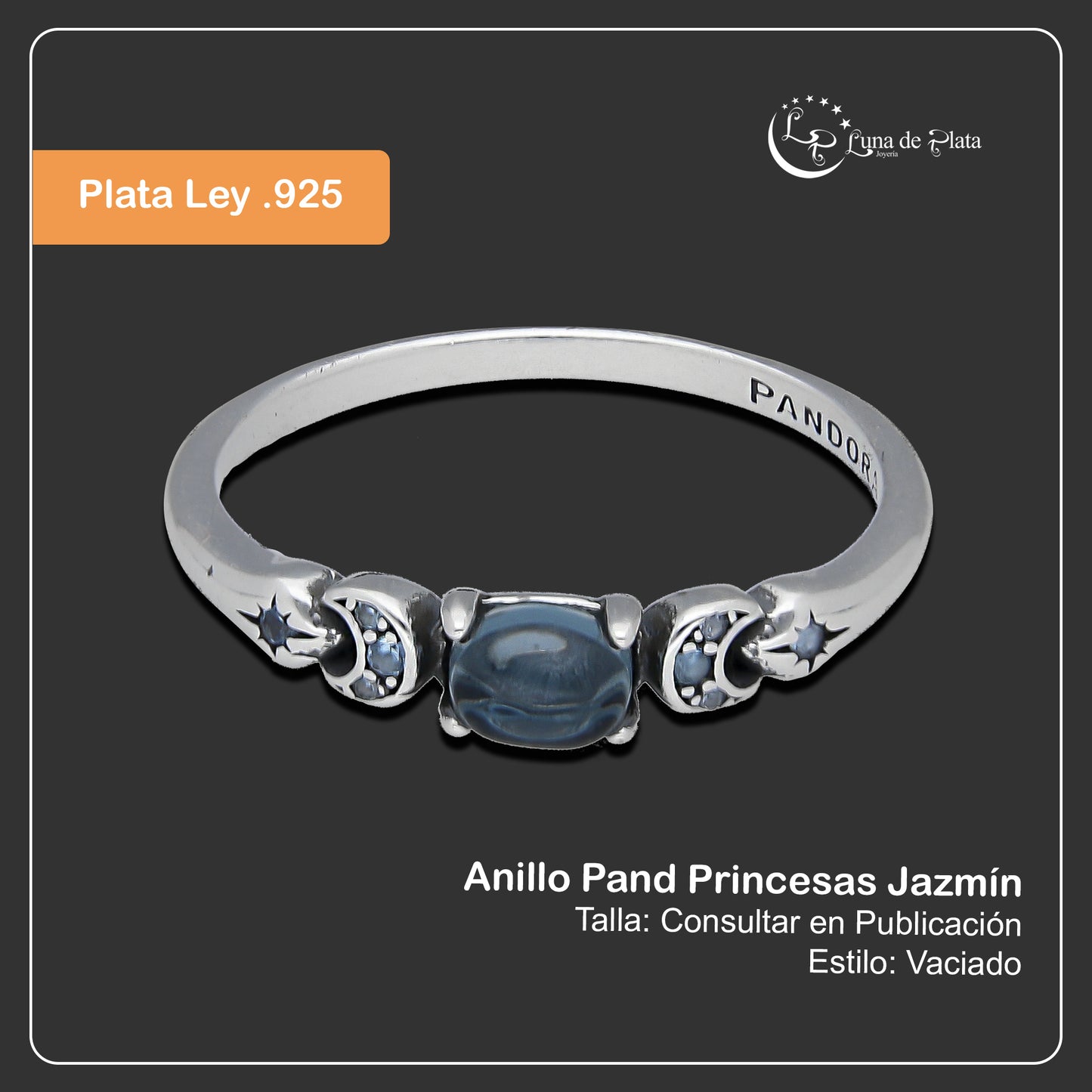TMPAD001 Anillo Pand Princesas Jazmín en Plata Fina .925