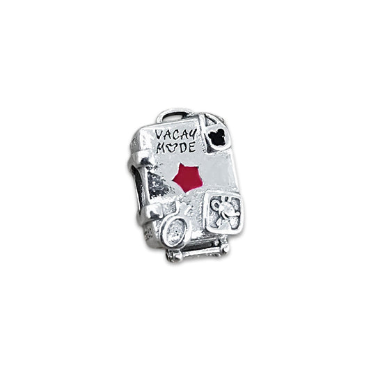 TMPCH008 Dije Charm Pand Maleta Vacay Mode en Plata Fina .925