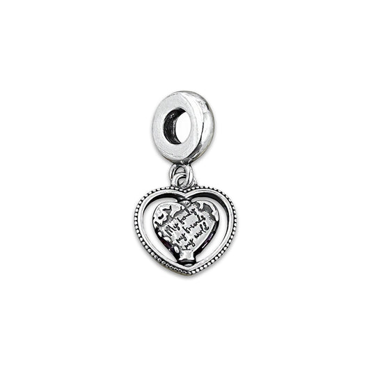 TMPCH010 Dije Charm Pand Corazón Family Friends World en Plata Fina .925