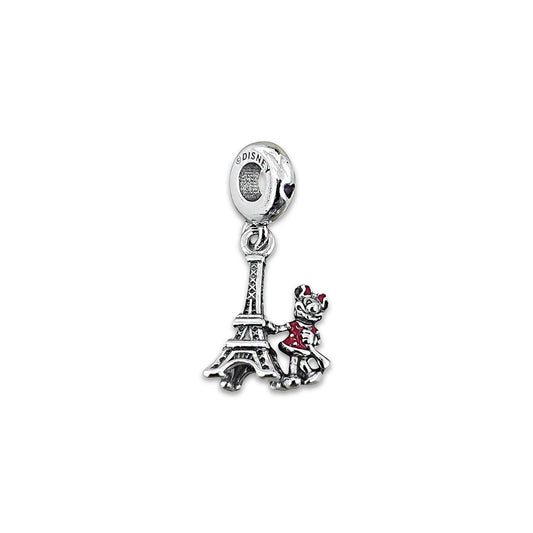 TMPCH012 Dije Charm Pand Minnie y Torre Eiffel en Plata Fina .925