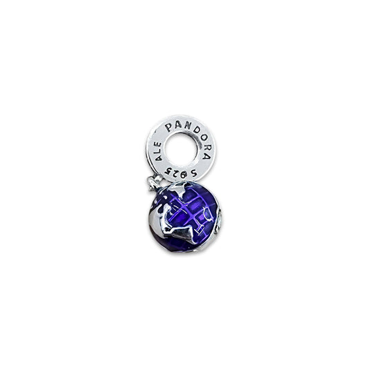 TMPCH016 Dije Charm Pand Mundo Colgante Esmalte Morado en Plata Fina .925