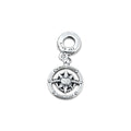 TMPCH023 Dije Charm Pand Brújula Corazón con Zirconia Morada en Plata Fina .925
