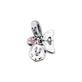 TMPCH031 Dije Charm Pand Mickey Manos Plata Rosa con Esmalte Blanco en Plata Fina .925