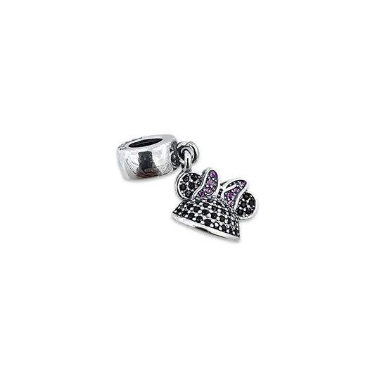 TMPCH032 Dije Charm Pand Gorrito Disney Minnie con ZIrconias en Plata Fina .925