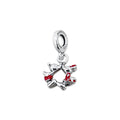 TMPCH034 Dije Charm Pand Mickey y Minnie 3D Kissing en Plata Fina .925