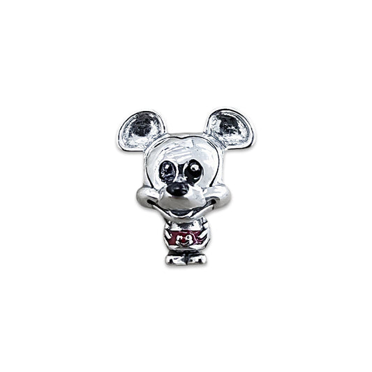 TMPCH036 Dije Charm Pand Mickey Short Rojo en Plata Fina .925