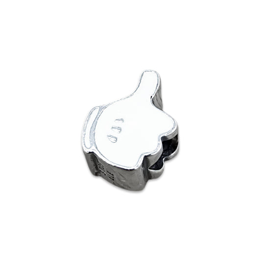 TMPCH039 Dije Charm Pand Guante MIckey Esmalte Blanco en Plata Fina .925