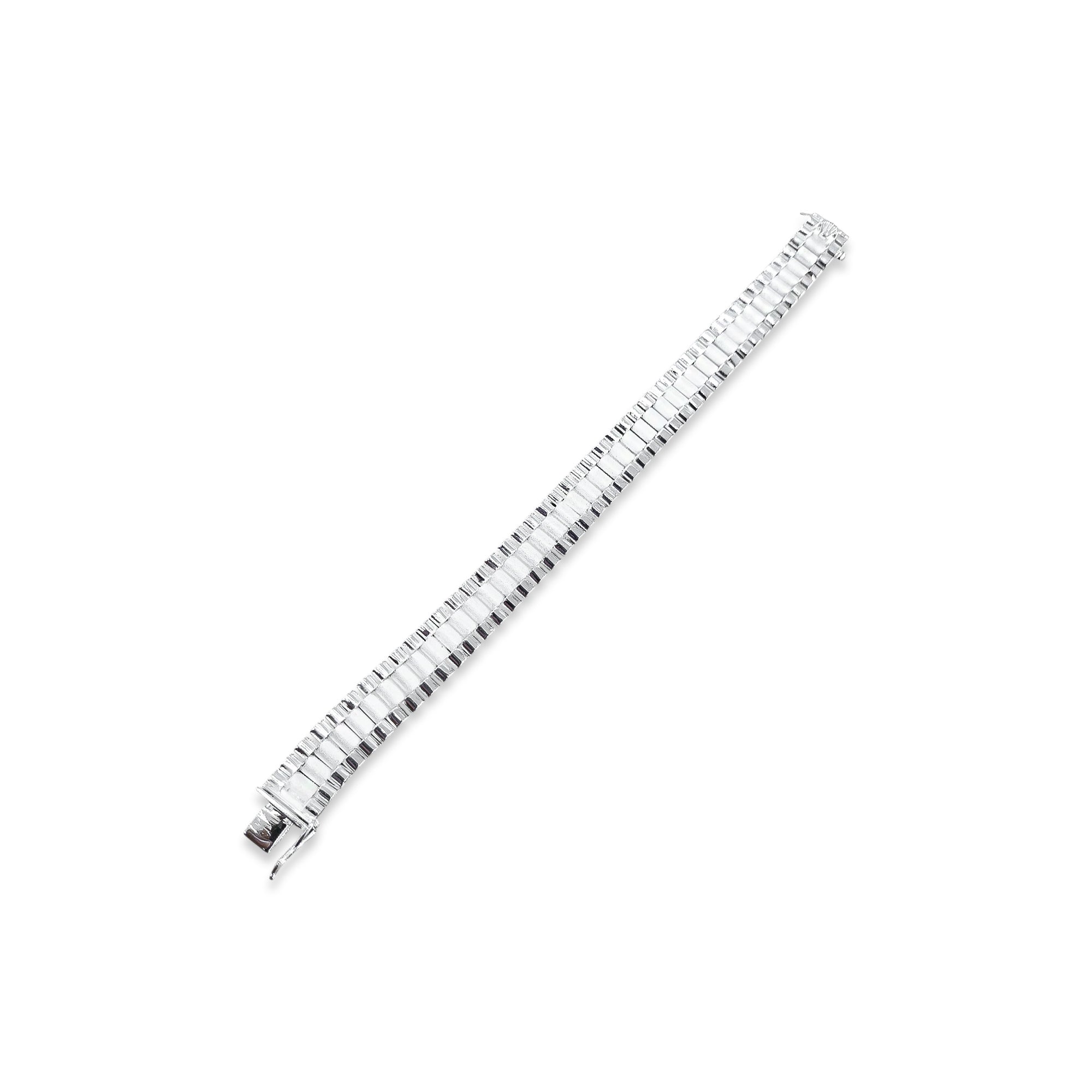 TMPPC006-19 Pulsera Caballero Modelo Rlx 1x1 Centro Ancho 1.1 cm de Ancho x 19 cm de Largo en Plata Fina .925
