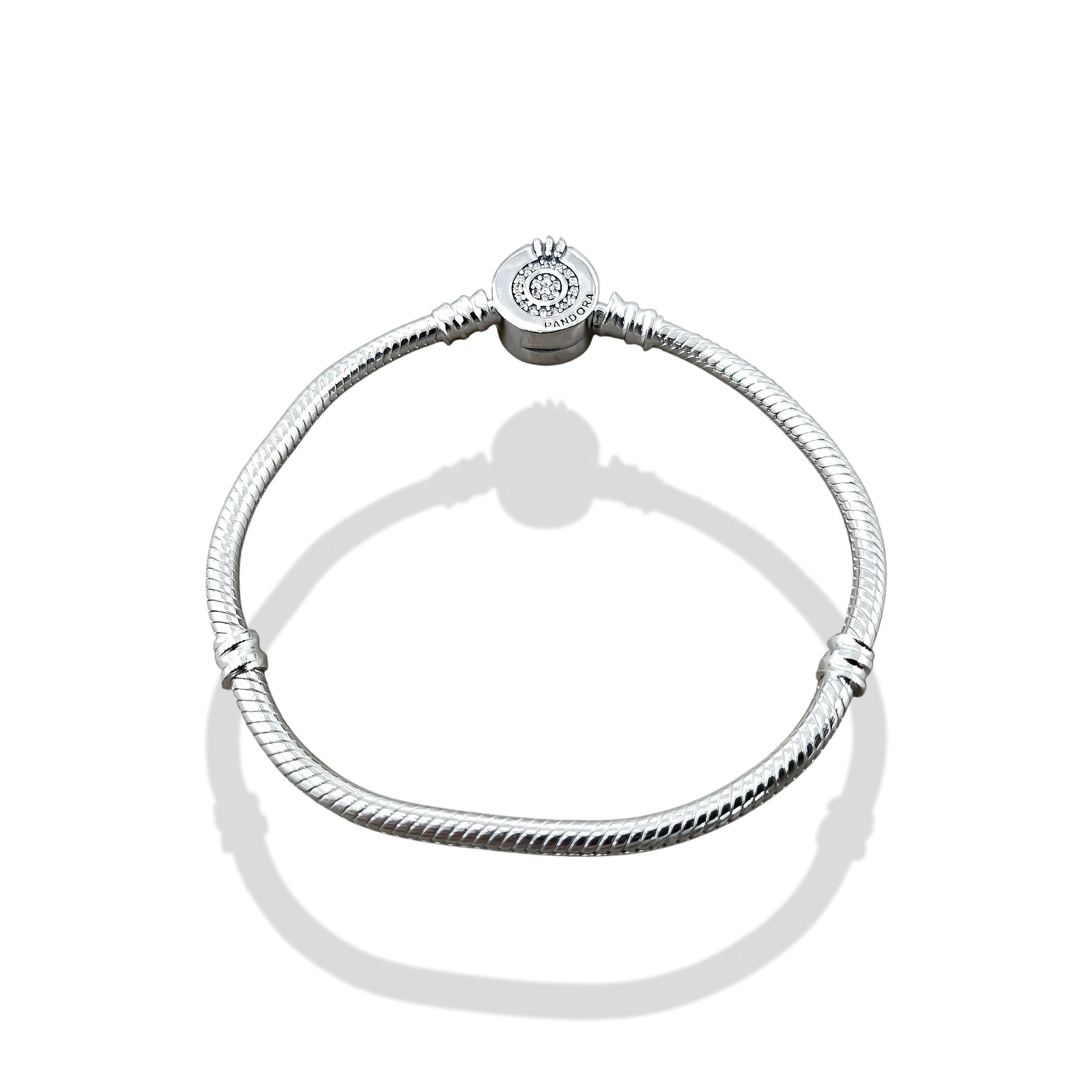 TMPPD001-18 Pulsera Dama Pand Círculo 3 Líneas 18 cm en Plata Fina .925