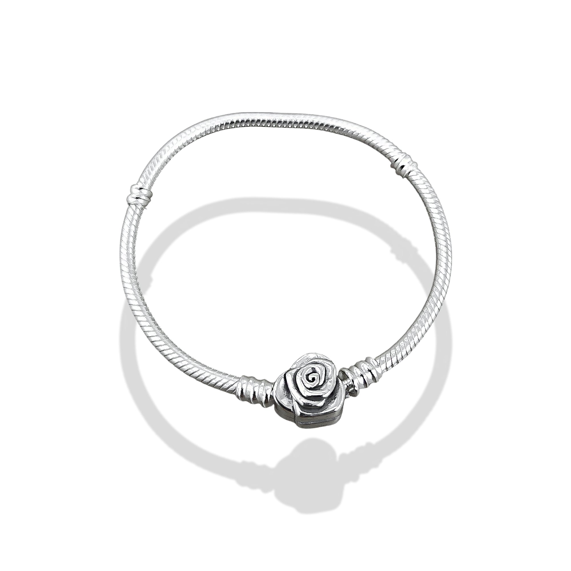 TMPPD002-19 Pulsera Dama Pand Broche Rose 19 cm en Plata Fina .925