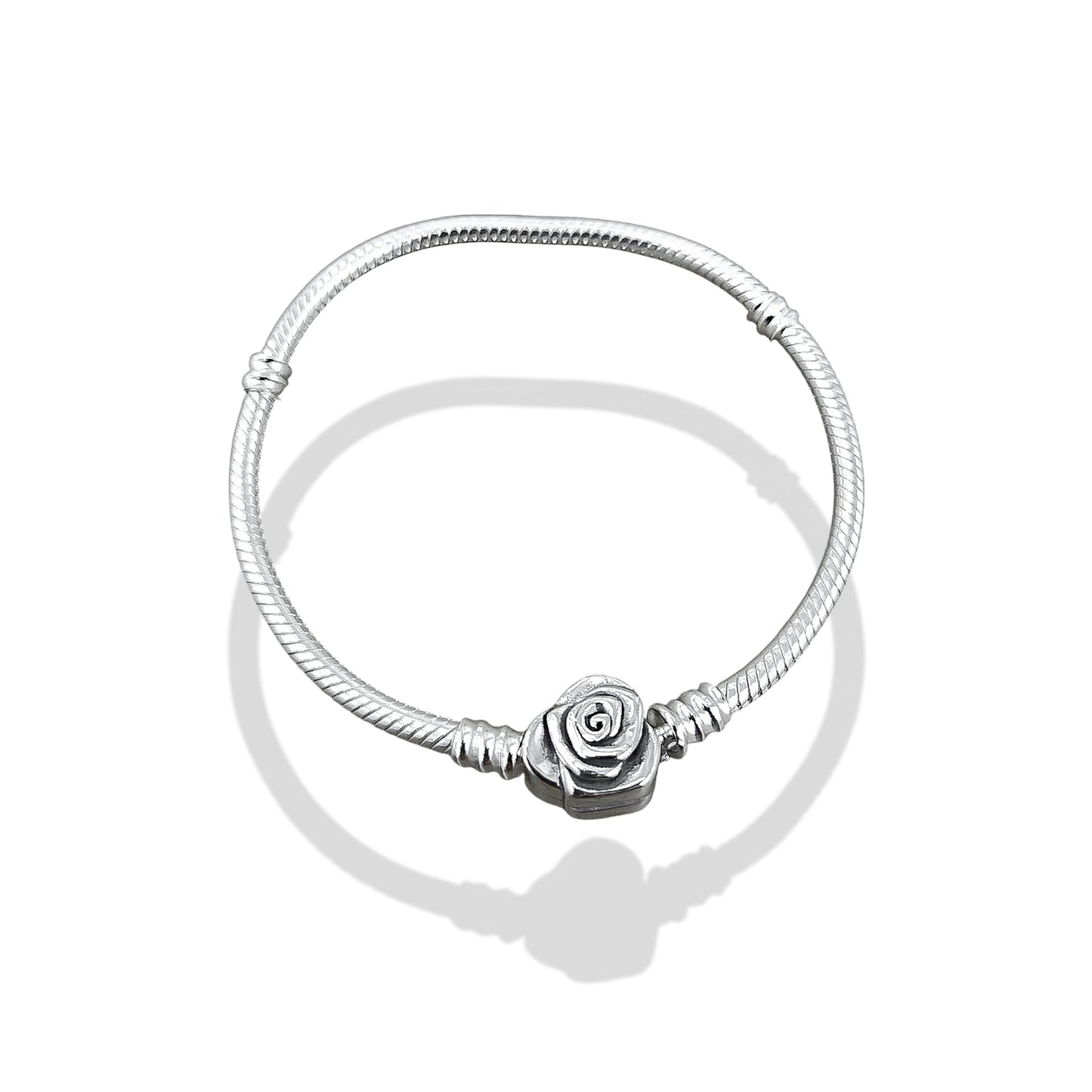 TMPPD002-17 Pulsera Dama Pand Broche Rose 17 cm en Plata Fina .925