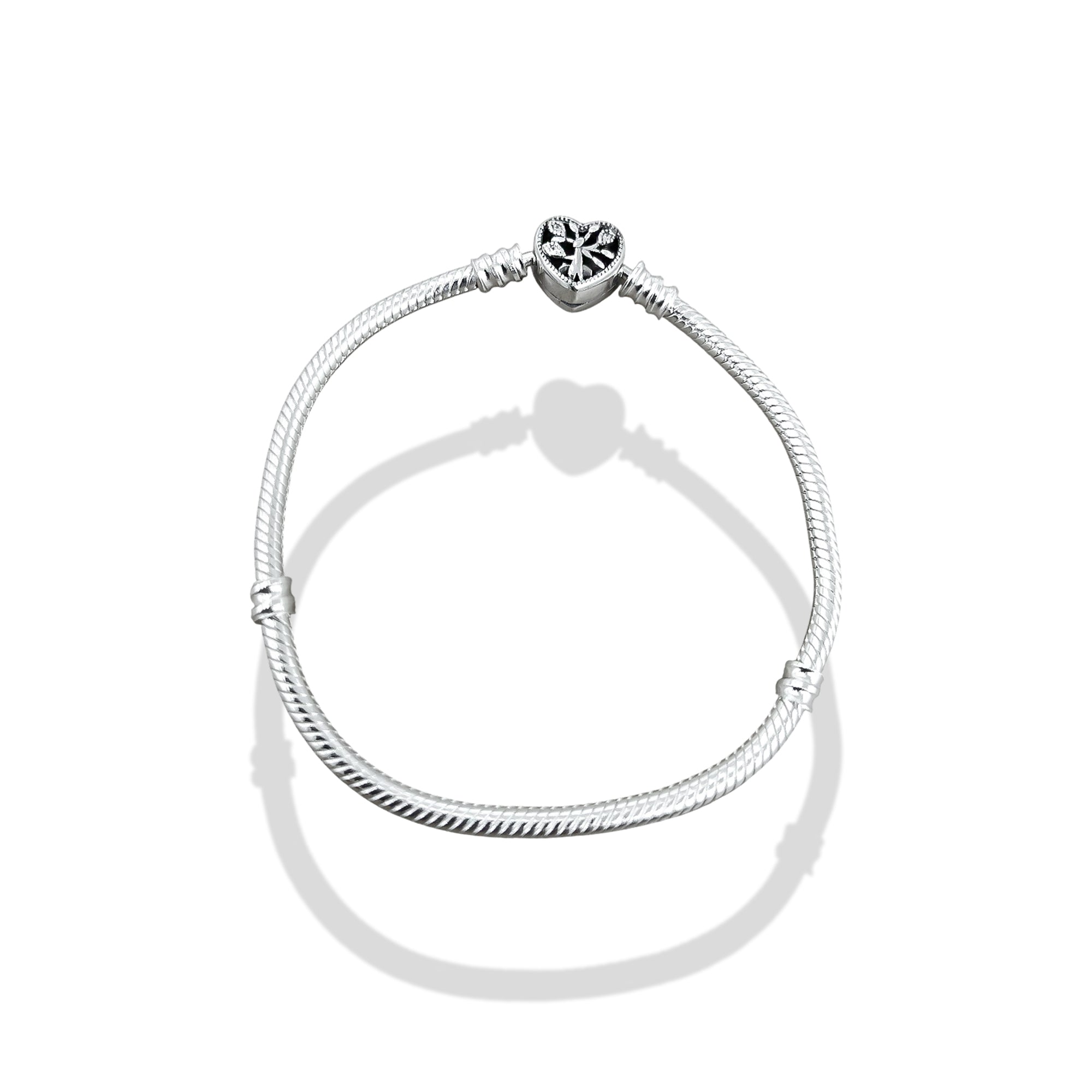 TMPPD005-19 Pulsera Dama Pand Corazón Floral 19 cm en Plata Fina .925