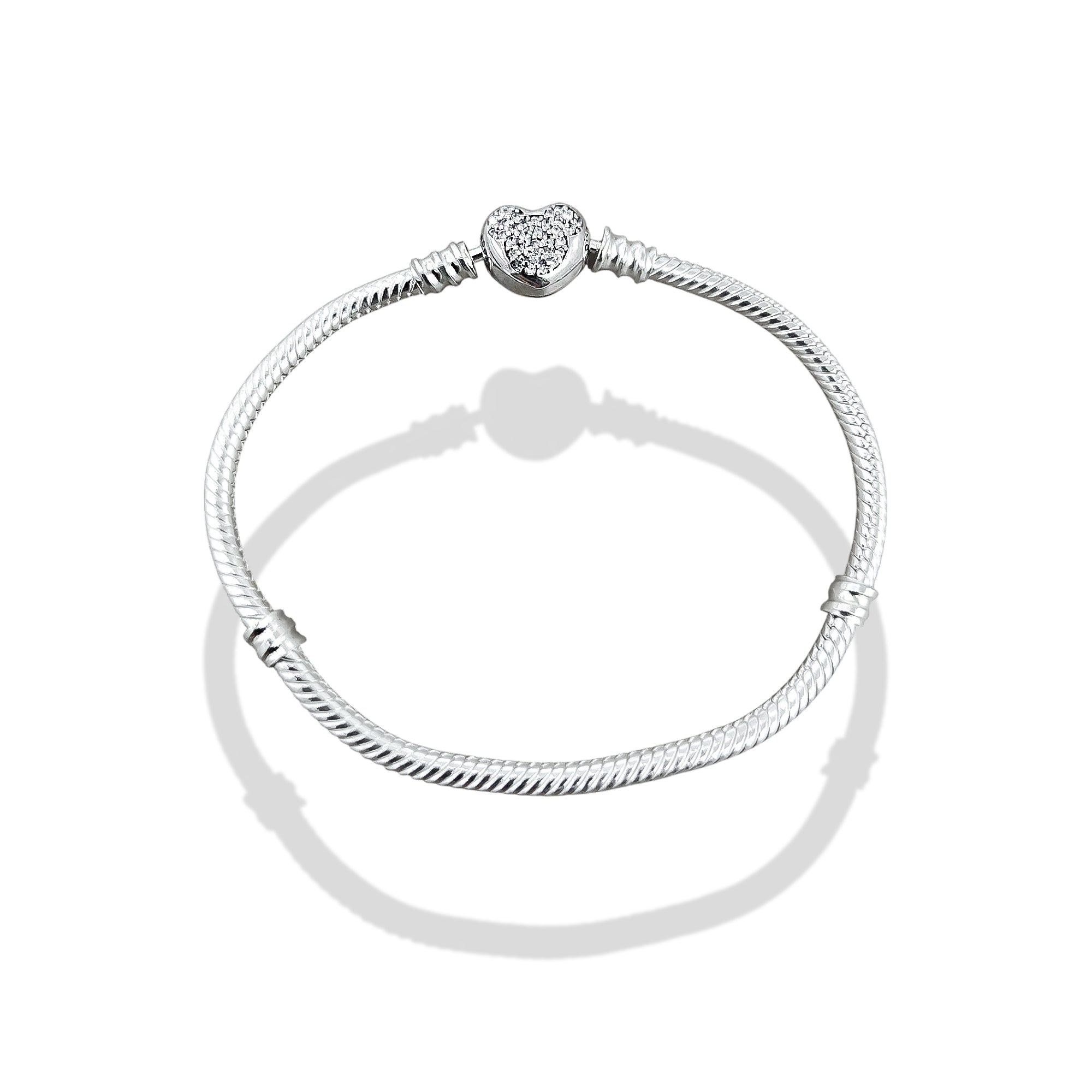 TMPPD006-18 Pulsera Dama Pand Corazón Mickey con Zirconias 18 cm en Plata Fina .925