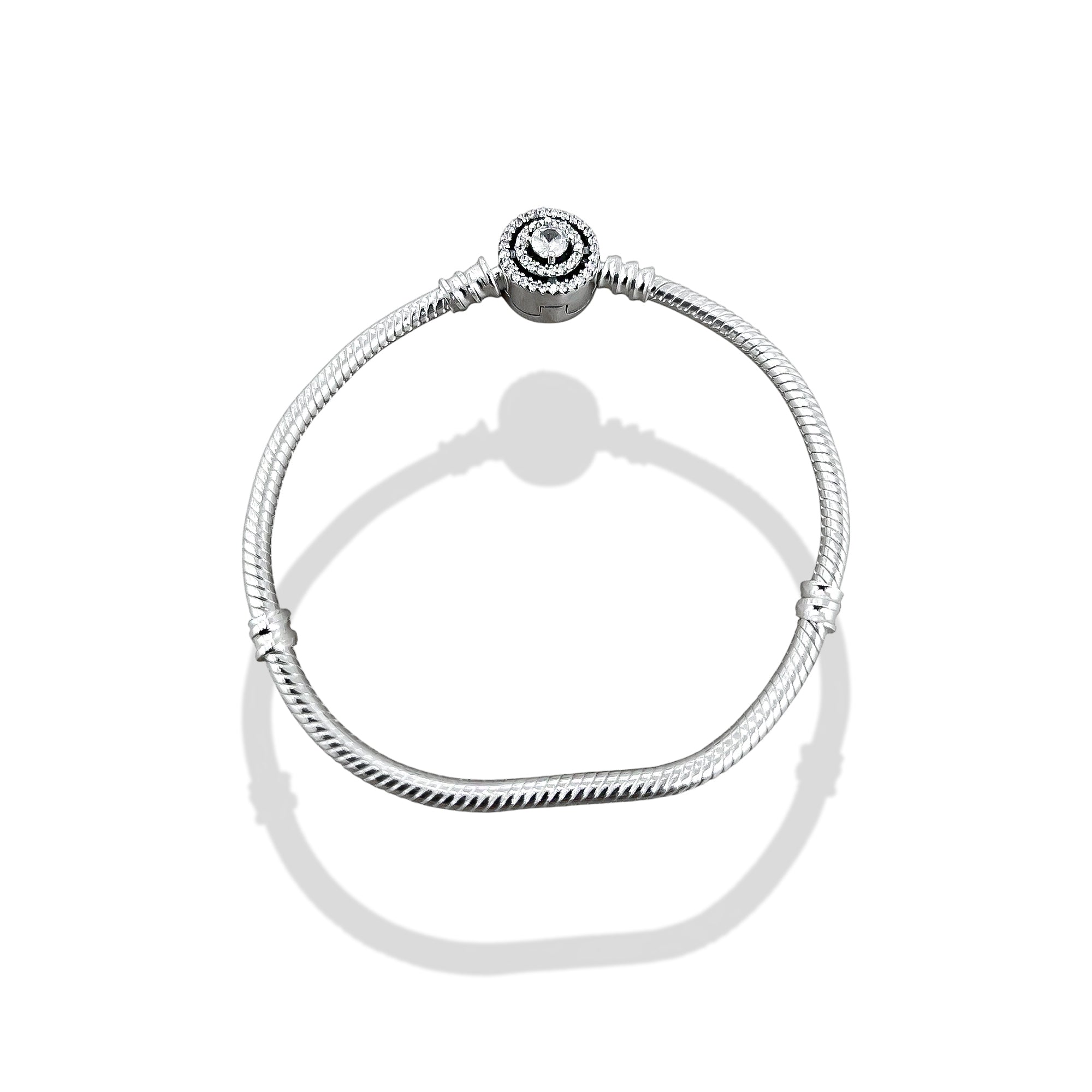 TMPPD008-19 Pulsera Dama Pand 3 Círculos con Zirconia 19 cm en Plata Fina .925