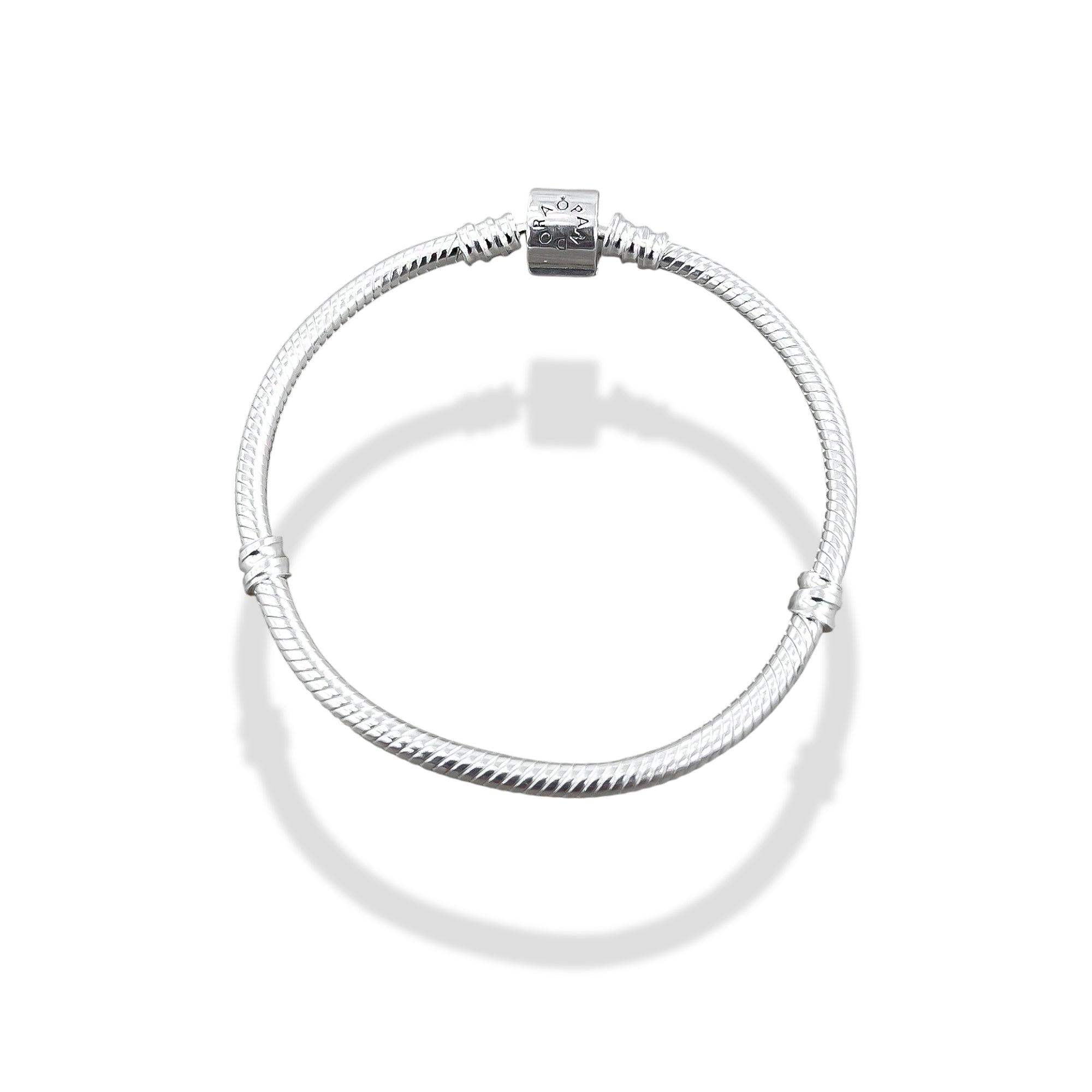 TMPPD019-19 Pulsera Dama Pand Cilindro Liso 19 cm en Plata Fina .925