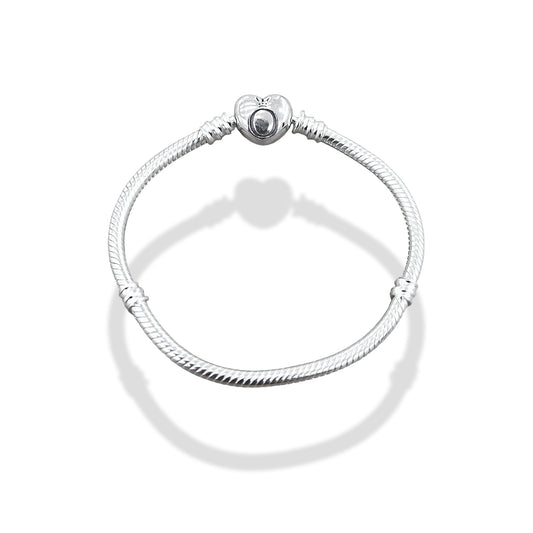 TMPPD021-19 Pulsera Dama Pand Corazón Liso 19 cm en Plata Fina .925