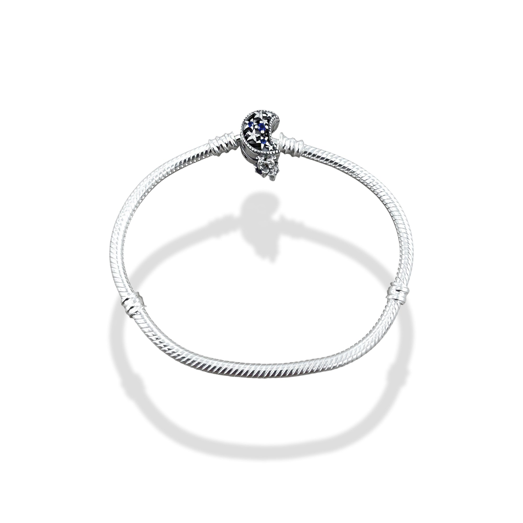 TMPPD022-17 Pulsera Dama Pand Luna con Estrellas Colgantes 17 cm en Plata Fina .925