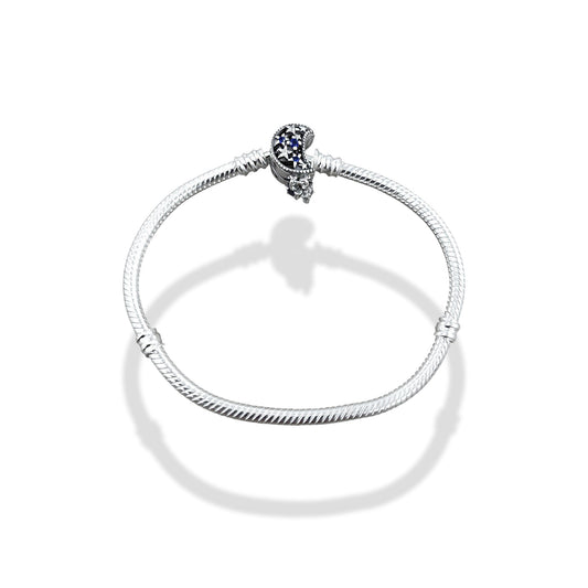 TMPPD022-18 Pulsera Dama Pand Luna con Estrellas Colgantes 18 cm en Plata Fina .925