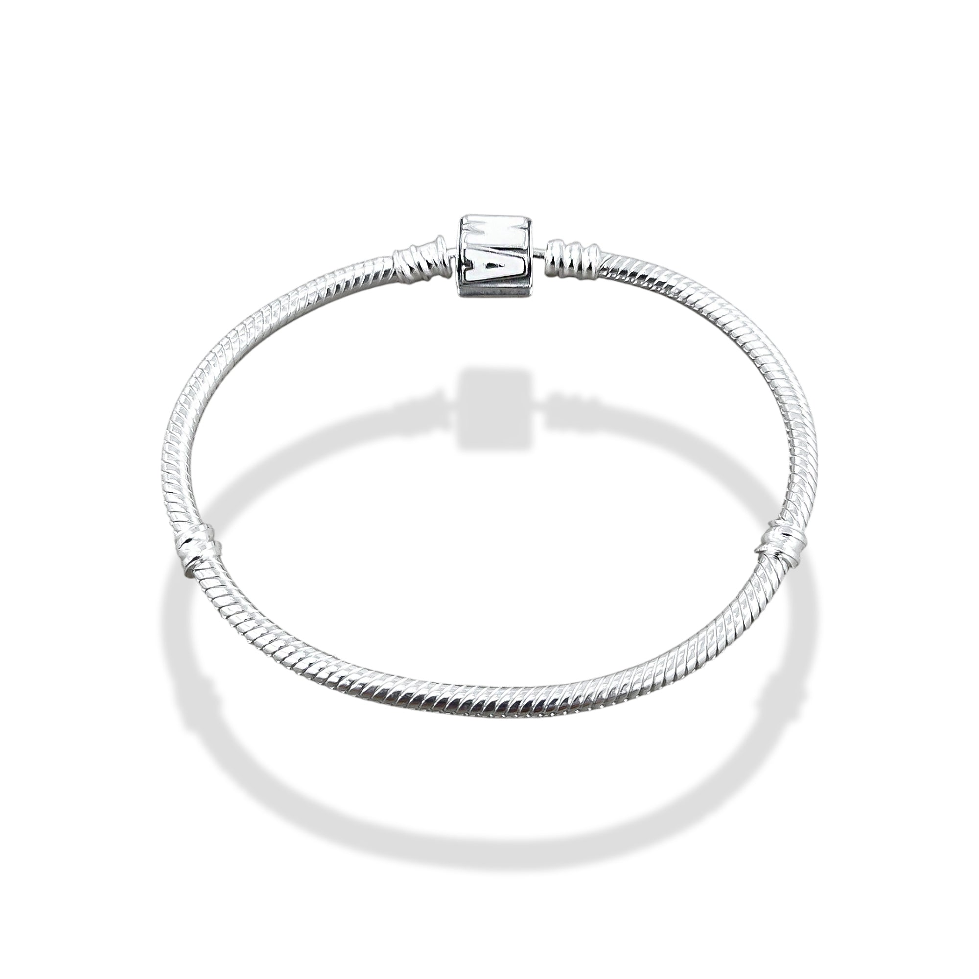 TMPPD025-19 Pulsera Dama Pand Marvel Esmalte Blanco 19 cm en Plata Fina .925