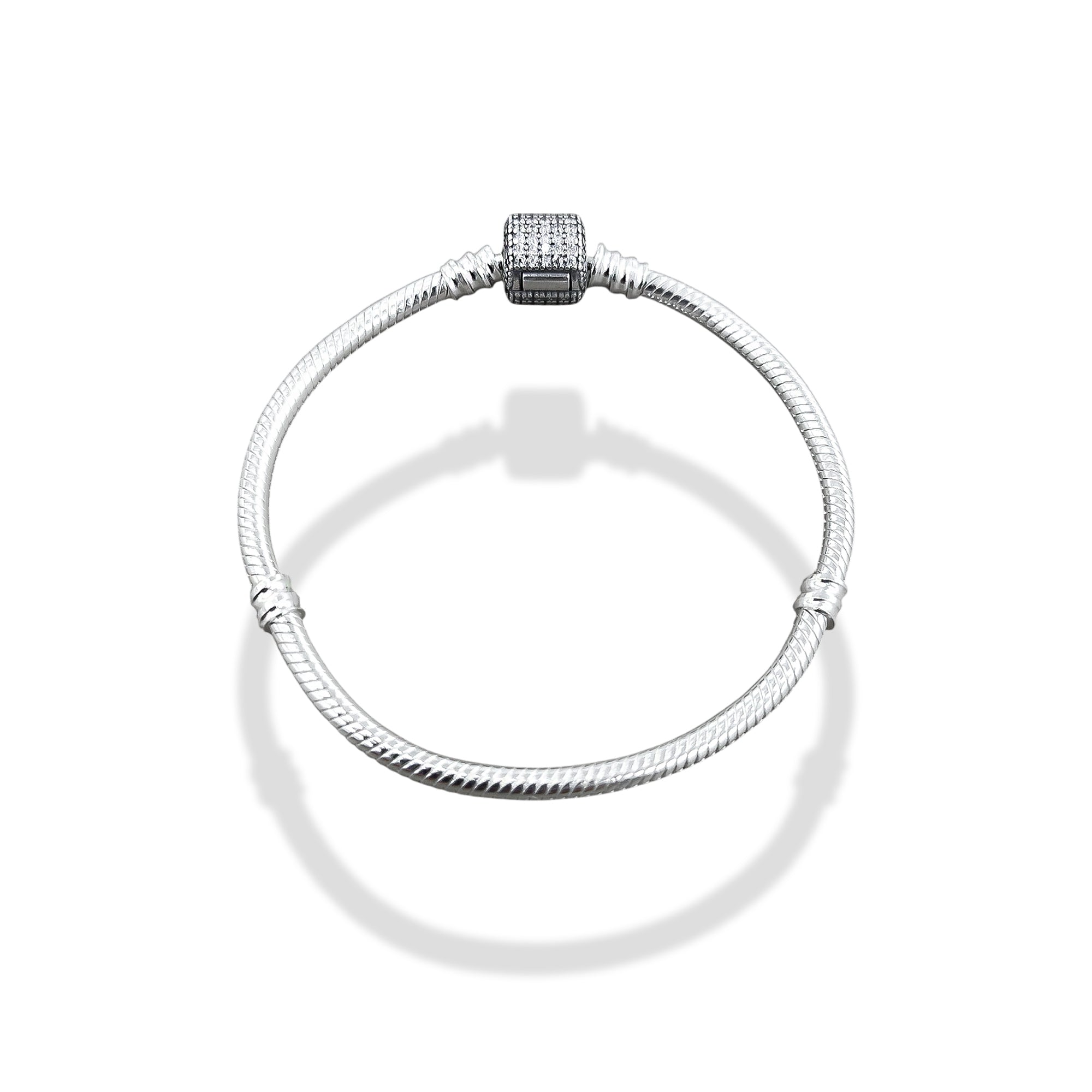 TMPPD026-19 Pulsera Dama Pand Cilindro Zirconias Pavé 19 cm en Plata Fina .925