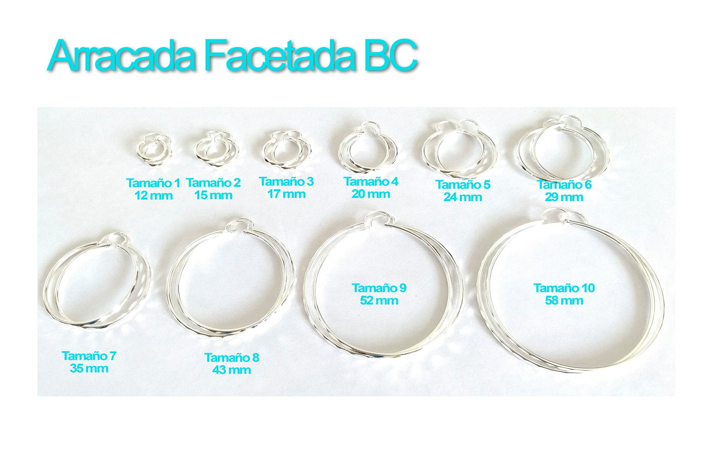 LPAF024 Arracada Facetada Plata .925 Tam 10 - 58 Mm Diámetro Taxco MLM918625886