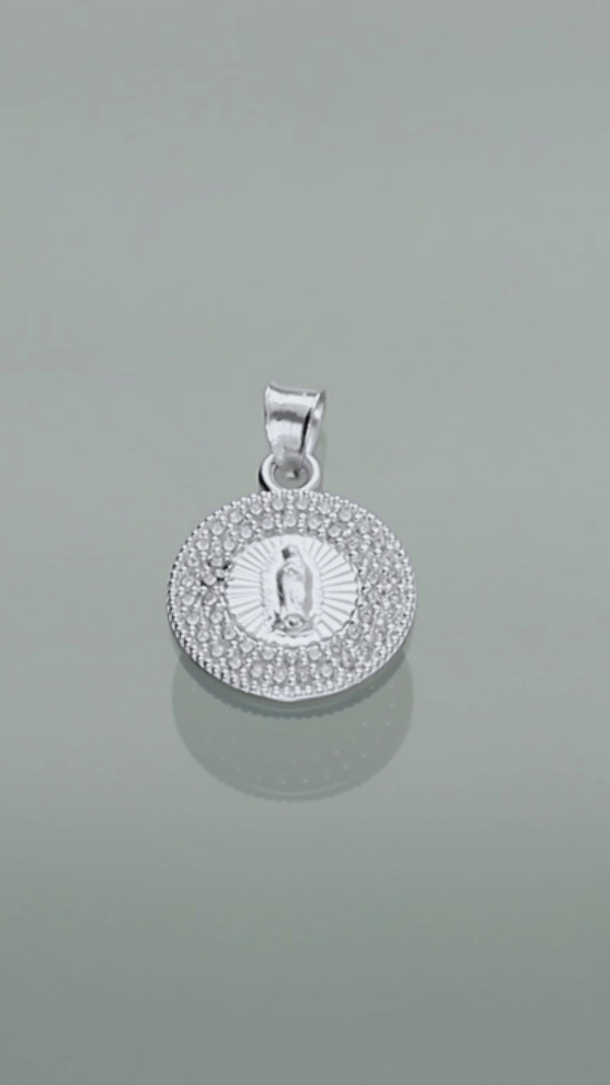 LPDJ047 Medalla Virgen Red Bisel Gde En Plata .925 Con Zirconia 814865505