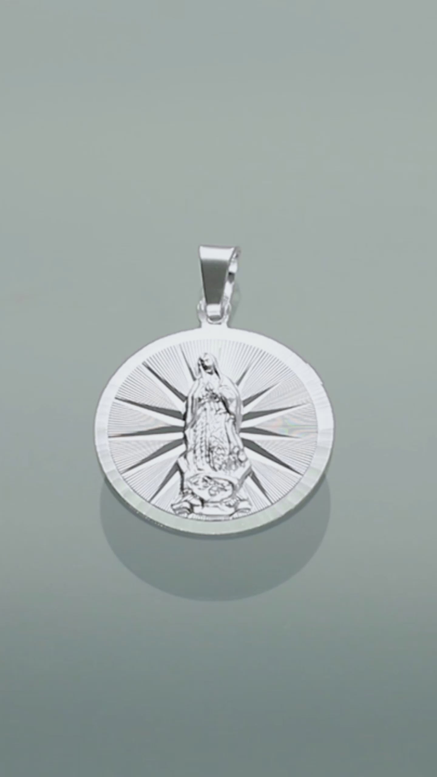 LPDJ050 Medalla Virgen Redonda Radial Diamantada En Plata .925 816815183