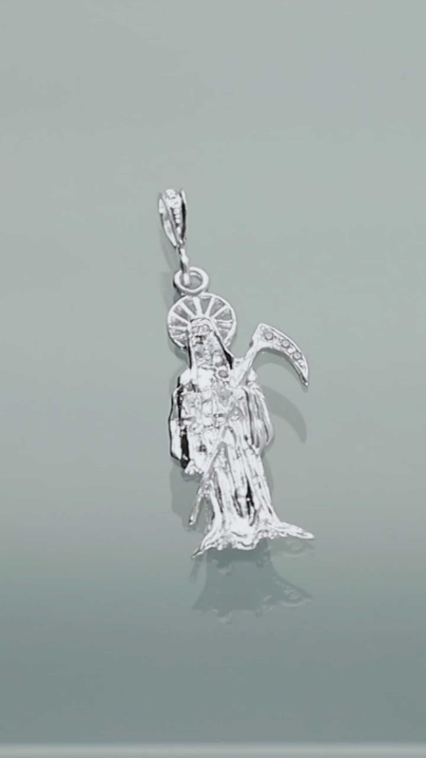 LPDJ030 Dije Santa Muerte Resplandor Plata .925 Con Zirconia Taxco MLM755753338